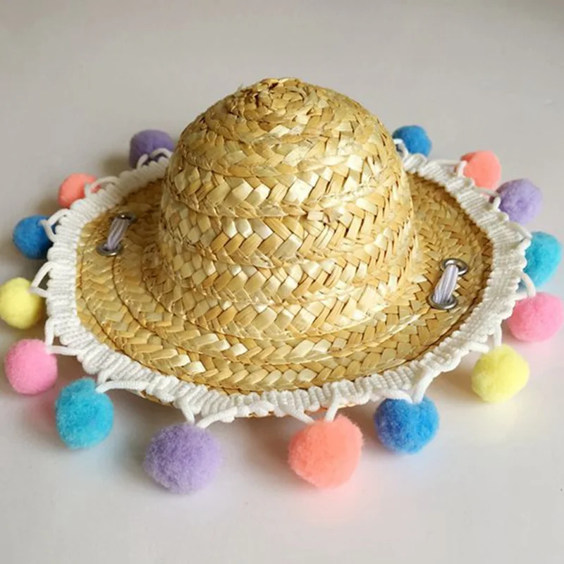 Straw Hat Dog Cap For Dog Hats For Cats Hundehut Mexican Hat Puppy Supplies Hawaii Style Pet Accessories Fashion Cats Caps