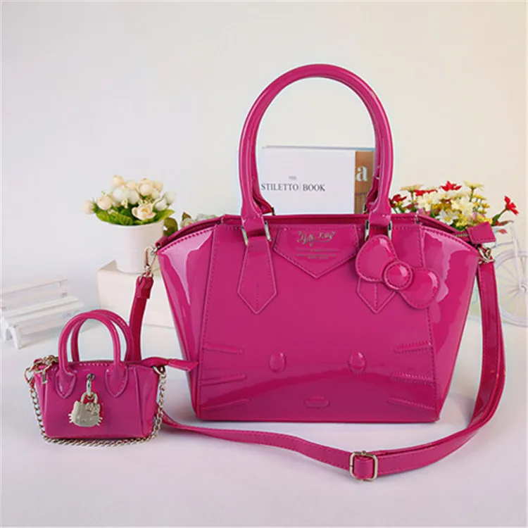 Hello kitty 2 в 1 Сумочка через плечо+ маленький мешок для монет XW-14511 - Цвет: Hot pink