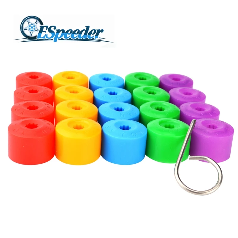 ESPEEDER 20pcs 17mm Car Auto Wheel Hub Screw Cover Protective Bolt Caps