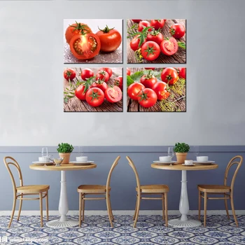 

4 Panels Modern Printed HD Wall Pictures Tomatoes Home Decor Canvas Artwork Paintings For Kitchen Decorative Murals 30x40cmx4pcs