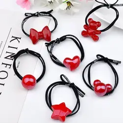 12 шт./лот для женщин Hairband с резинки смолы мультфильм резинка для пучка для дам День Святого Валентина волос держатель аксессуары для волос