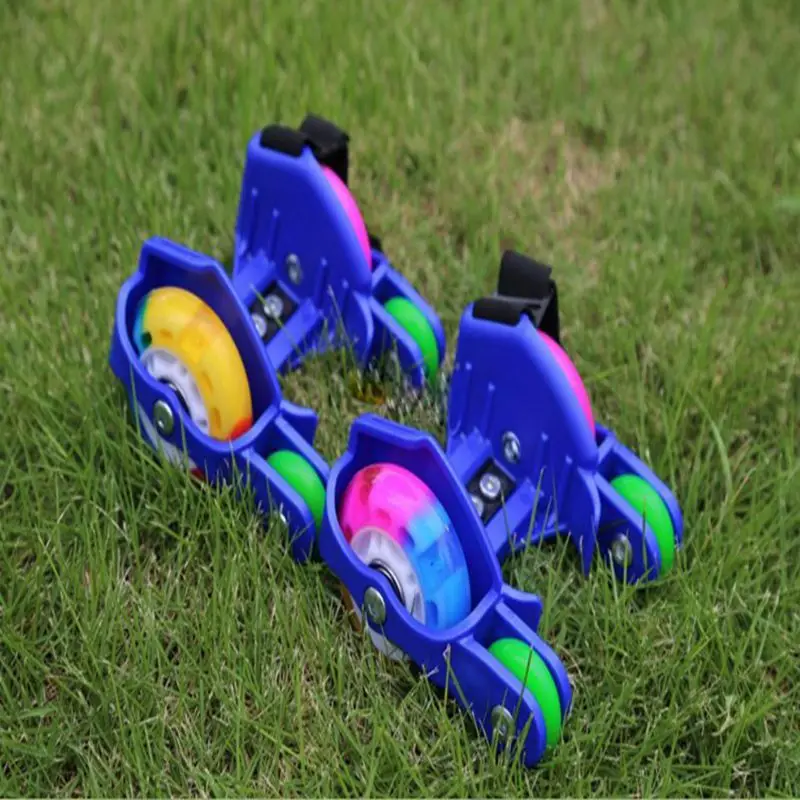 Светящиеся роликовые колеса светодиодные Вихрь безопасный освещенной небольшой Портативный каблук колеса шкив обуви для детей и взрослых Спорт Скейтборд Скутеры - Цвет: Blue