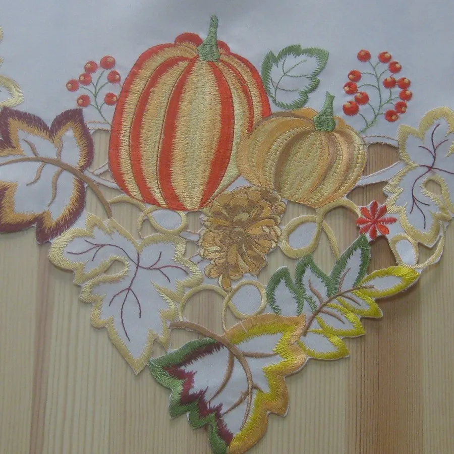 Vezon Хэллоуин вышивка настольная дорожка Бабочка украшение Топпер тыквы вырезка скатерти вышитые кленовые полотенца - Цвет: Halloween