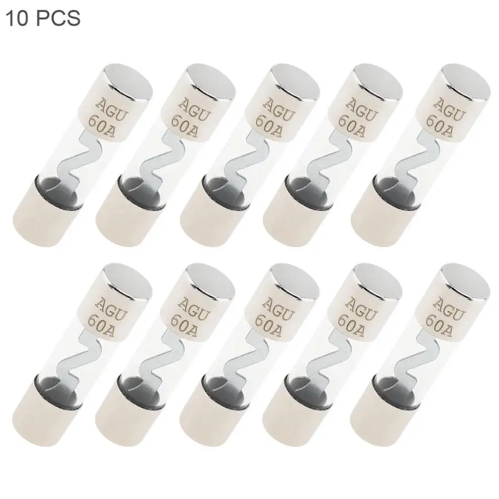 

10pcs / Set Universal 60A Car Audio Power Amplifier Glass Auto AGU Nickel Plated Fuse Universal Auto Amplifier Fuse Adapter