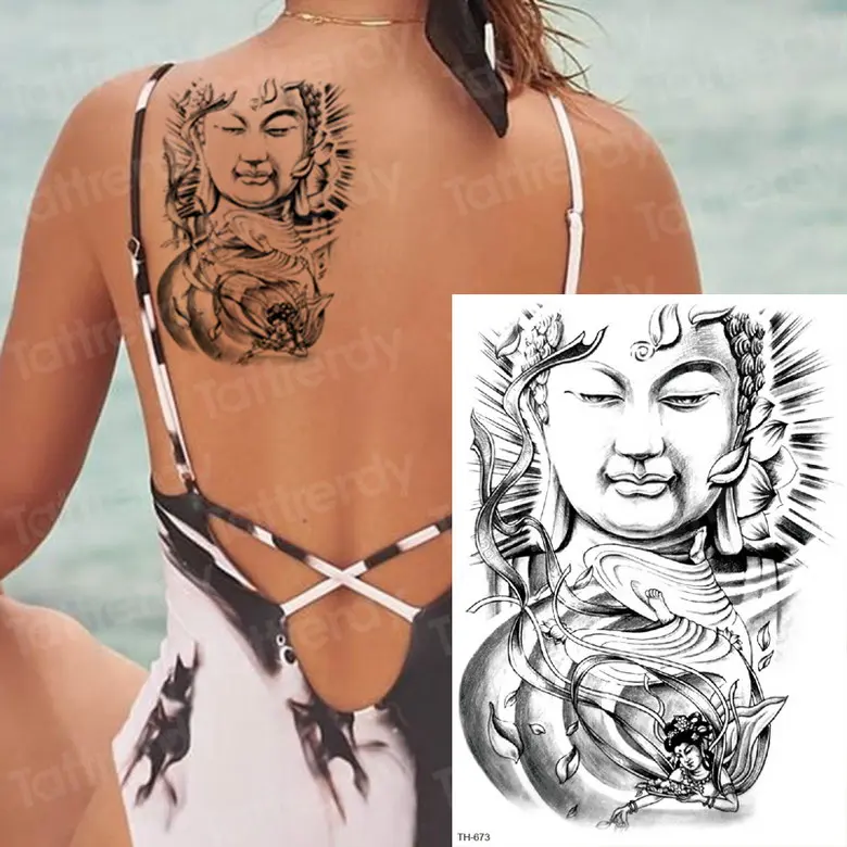 Эскизы тату дизайн Сексуальная Татуировка назад черные наклейки mehndi лошадь роза татуировка непромокаемая временная татуировка женский боди-арт - Цвет: TH673