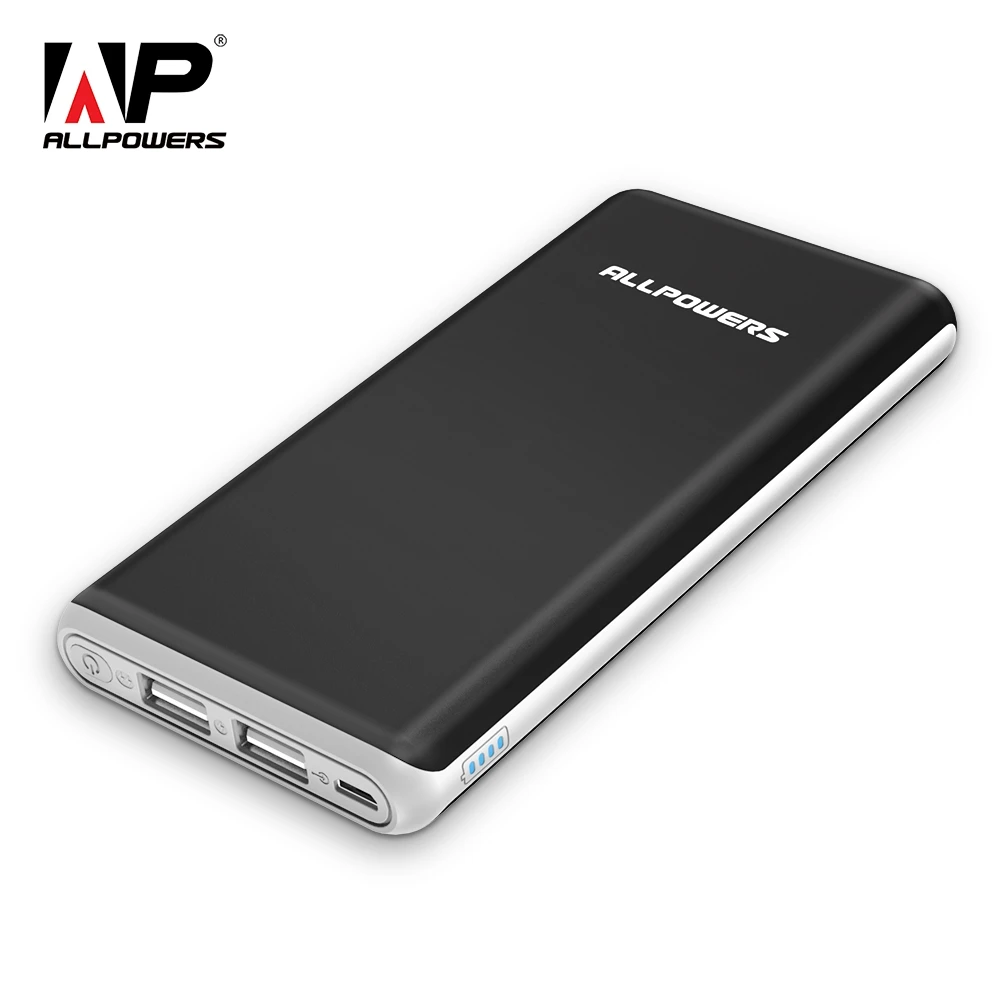 

ALLPOWERS Power Bank 10000mAh Portable External Battery Pack with Dual USB Output Qucik Charge for iPhone X Xiaomi mi a2 Note 8