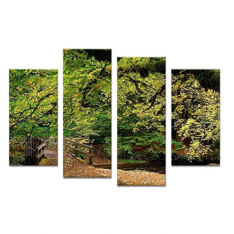 4 PCS nature tree on briage landscape Wall painting print on canvas for  home decor ideas paints on wall pictures art No framed|painting  tree|picture treetree landscape painting - AliExpress