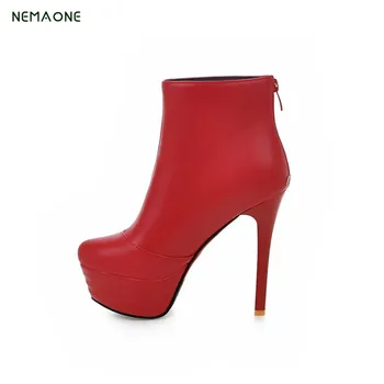 

Sexy Women Boots Solid Flock Suede Zip High heels Boots Lady Stiletto Pointed toe Ankle Boots Boot red white Black
