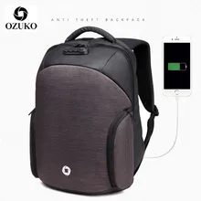 Рюкзак ozuko мужской водонепроницаемый мужской рюкзак Mochila USB зарядка 15,6 рюкзак для ноутбука Повседневный школьный рюкзак анти-вор рюкзаки дорожные сумки