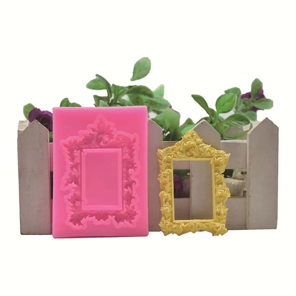 

Vintage Silicone Cake Mold Embossed Frame Silicone Fondant Icing Mould Wedding Cake Mold Decoration Cake Decorating 2019 Hot