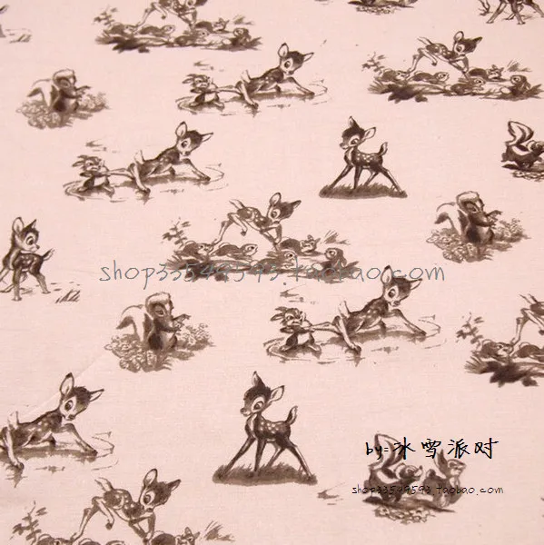 140 см ширина светильник розовый фон ретро мультяшный Бэмби хлопчатобумажная ткань для маленьких мальчиков одежда постельные принадлежности набор швейная Patchwork-AFCK290