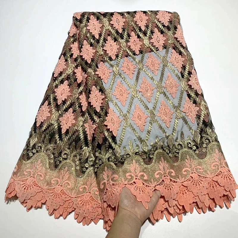 

Nigerian Lace Fabric 2019 High Quality Lace stone Embroidery 3d Lace Fabric 5yards French African Bridal Lace Fabric