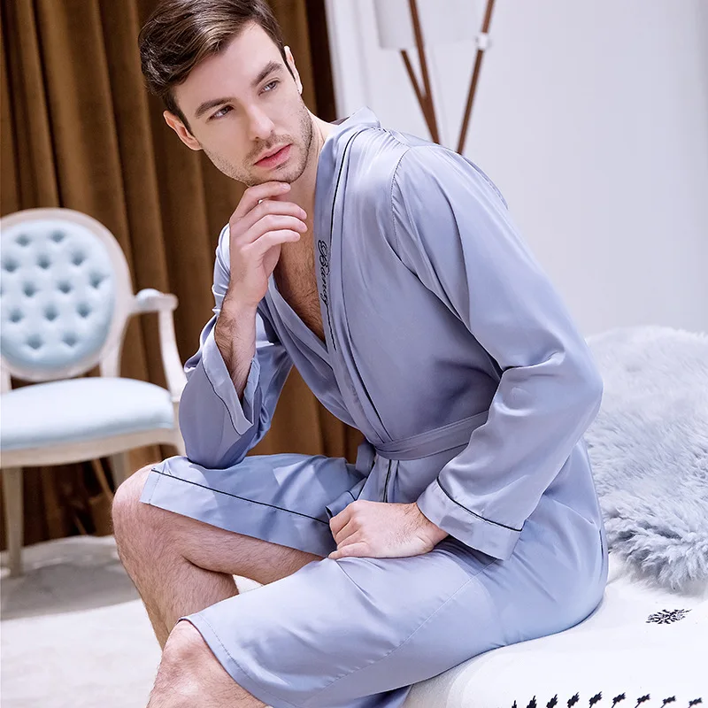 Frühling Neue Männer Dressing Kleid Langarm Nachtwäsche Brief Casual Kimono Bademantel Sexy Bräutigam Trauzeuge Hochzeit Roben Nachtwäsche