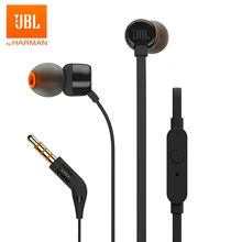 JBL T110 3,5 мм проводные наушники стерео музыка глубокий бас наушники гарнитура спортивные наушники встроенный контроль Hands-free с микрофоном
