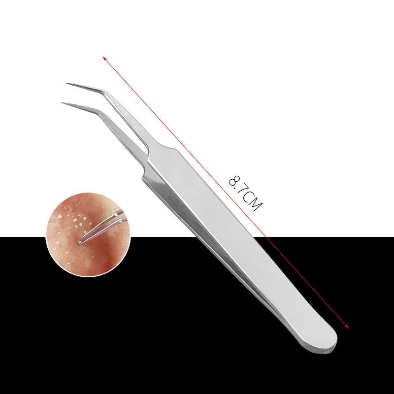 Полезный Пинцет из нержавеющей стали с прямым изгибом и изогнутыми угреми, зажим для прыщей, набор для удаления комедона, очиститель лица, средство для удаления акне