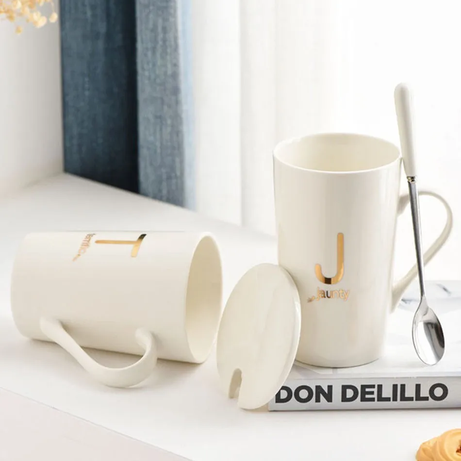 Креативная кофейная чашка с буквенным принтом с крышкой и ложкой пара стакан кружки дорожные чашки и кружки друзья подарок MC070701
