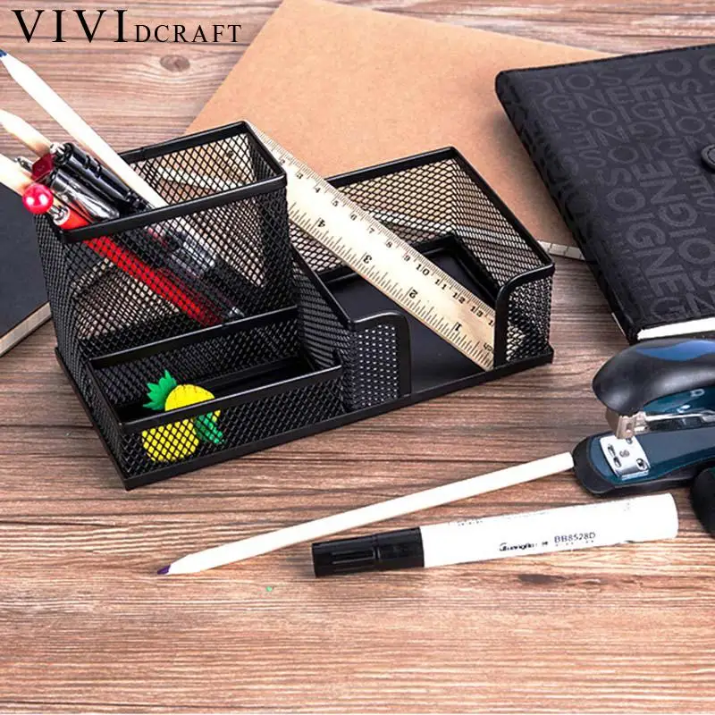 

Vividcraft 1pc Office Organizer Desk Organizer Metal Black Round Cosmetic Pencil Pen Holder Stationery Container Office Supplies