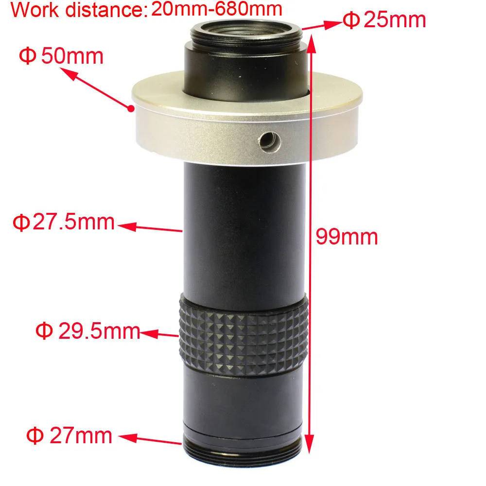 120X объектив зрение объектив Макс 120X зум объектив C-Mount стеклянный объектив с кольцевым адаптером 50 мм для камеры микроскопа
