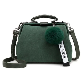 

Luxury Fashion Shell Bag Hairball Messenger Shoulder Bags for women 2021 Vintage matte Doctor handbag Sac A Main Bolsa Feminina