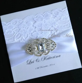 

CA0662 Elegant Vintage White Lace Wedding Invitations