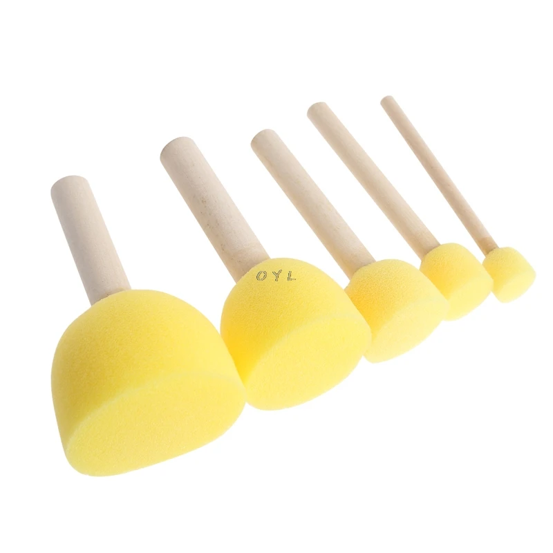 

5Pcs Round Sponge Brush with Wood Handle Art Graffiti Painting Tool Toy Children