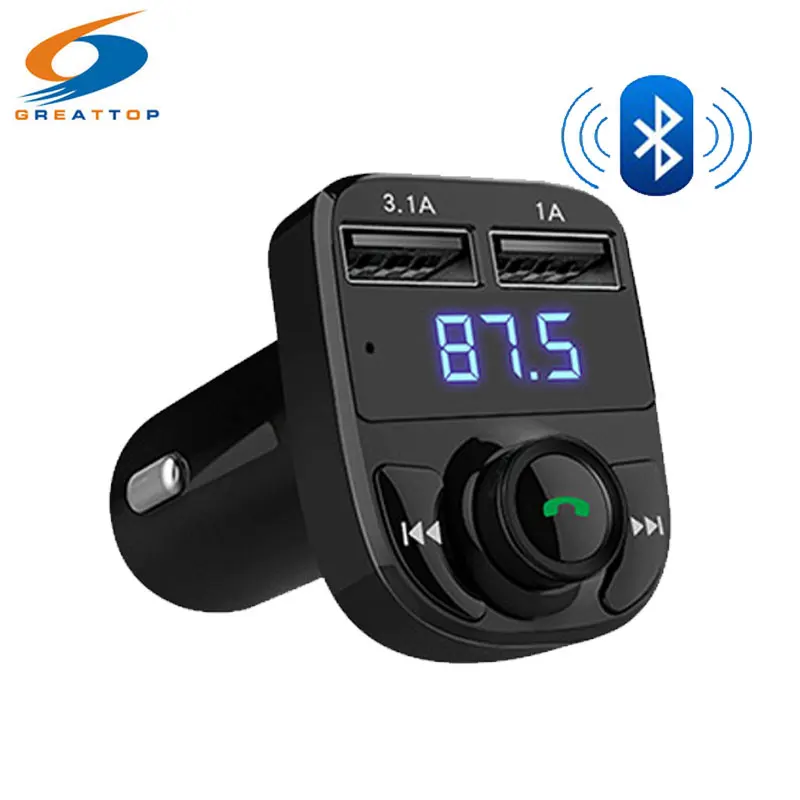 

Bluetooth 4.0 Car Kit FM Transmitter Handfree Car MP3 Audio Player Voltage Detection Noise Cancellation Dual USB Car Charger