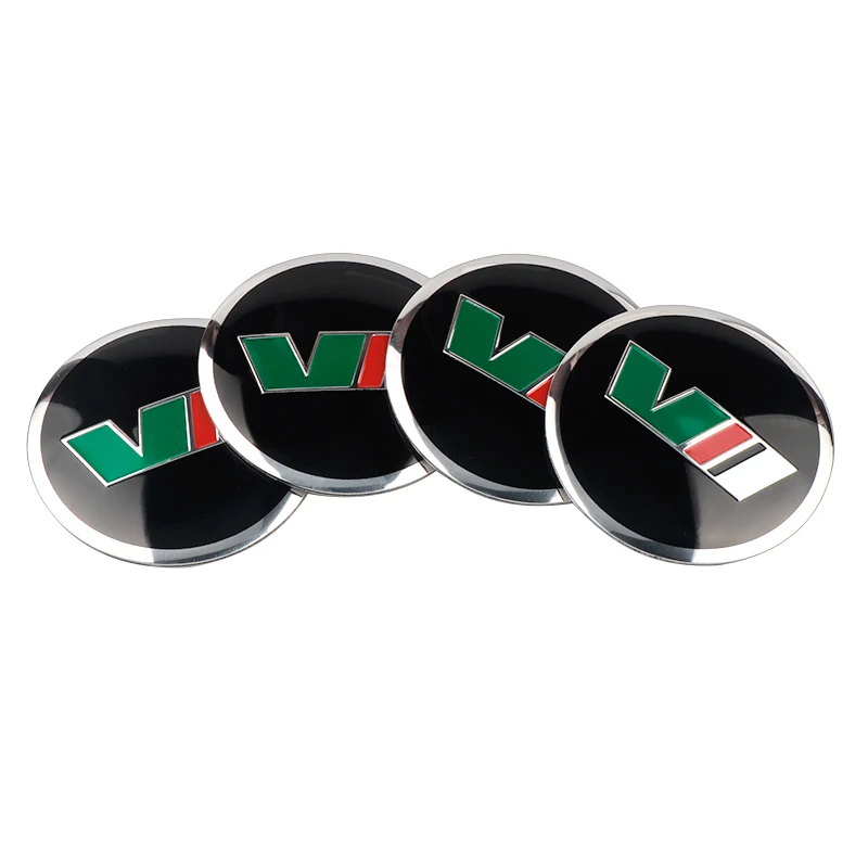 

4pcs 56mm Car Styling aluminum VII VRS logo Car steering wheel center sticker Tire dust-proof hub decal For skoda Octavia Fabia