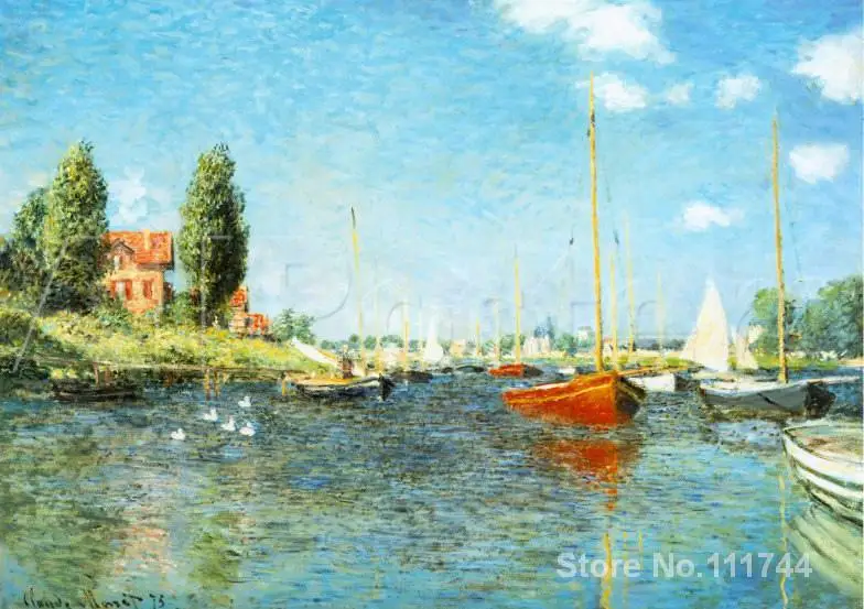 

Red Boats at Argenteuil by Claude Monet painting Decorative art Handmade High quality