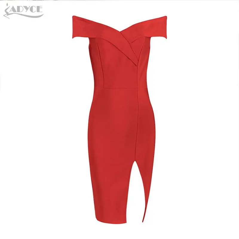 Adyce летнее роскошное Сексуальное мини Бандажное платье с открытыми плечами Vestidos Verano вечернее платье в стиле знаменитостей Клубная одежда - Цвет: Красный