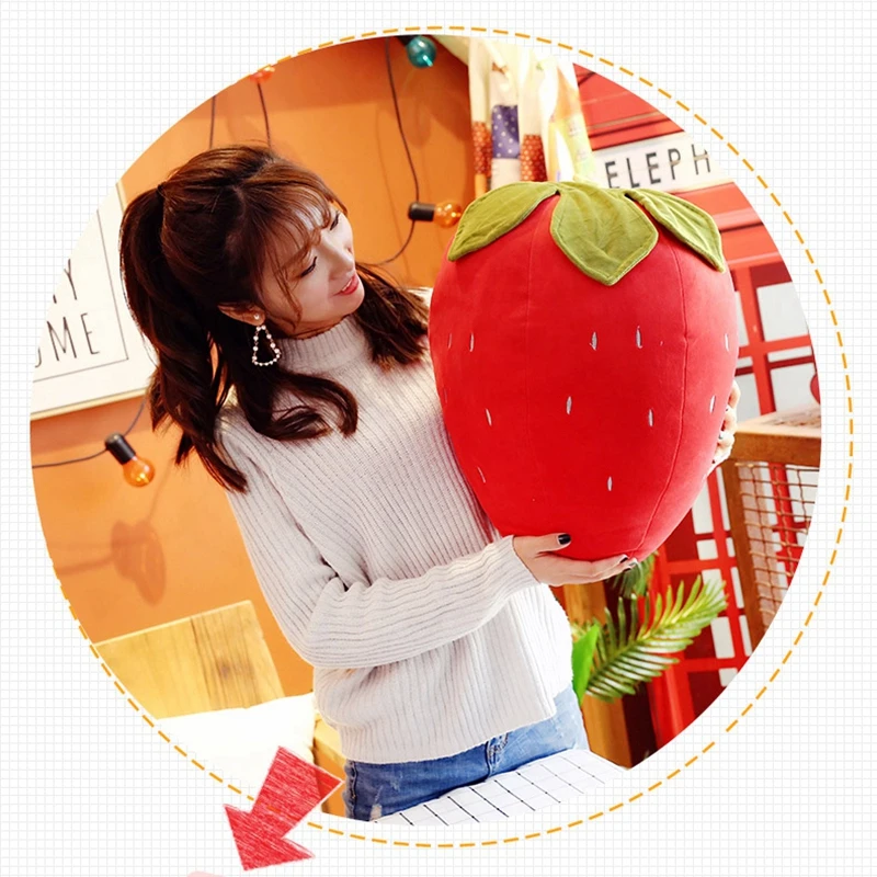 Dorimytrader red strawberry pillow cute plush toy large fruit doll kawaii sleeping pillow girl birthday gift 20inch 50cm DY50572 (5)