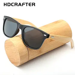 Hdcrafter; брендовые бамбука солнцезащитные очки Для мужчин модные квадратные солнцезащитные очки для женщин деревянная рамка зеркальные