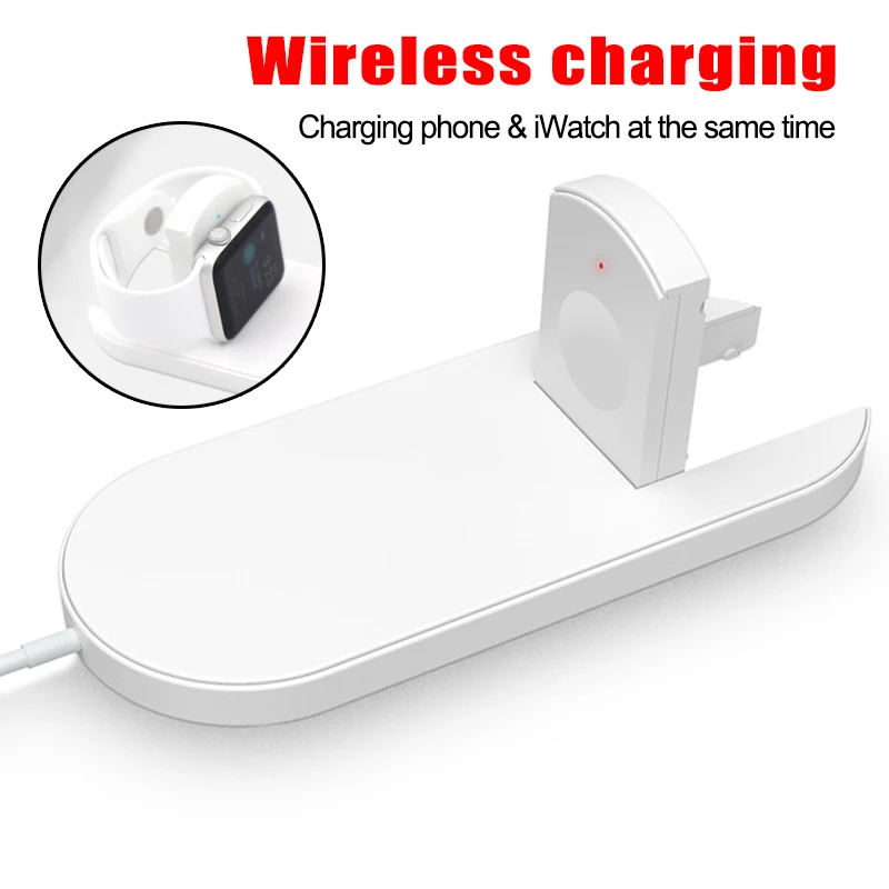 

2-in-1 Wireless Charger Pad For iPhone X XS MAX XR 7 8 Plus Fast Charging For Watch 1 2 3 4 Stand Fast Qi Wireless Charging