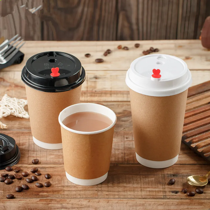 

50pcs High quality kraft paper beverage cup 250ml 400ml 500ml disposable coffee cup party birthday favor cold hot drink cup