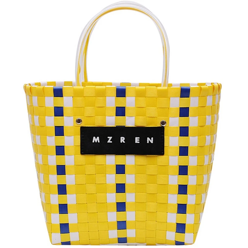 

Summer Beach Basket Patchwork Striped Hand-Woven Color Casual Women'S HandbagTrend Fashion Pvc Bag