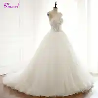 Fsuzwel Strapless Lace Up Appliques เจ้าหญิงชุดเจ้าสาว 2019 Graceful Ruffles Organza ชุดแต่งงาน Vestido de Noiva