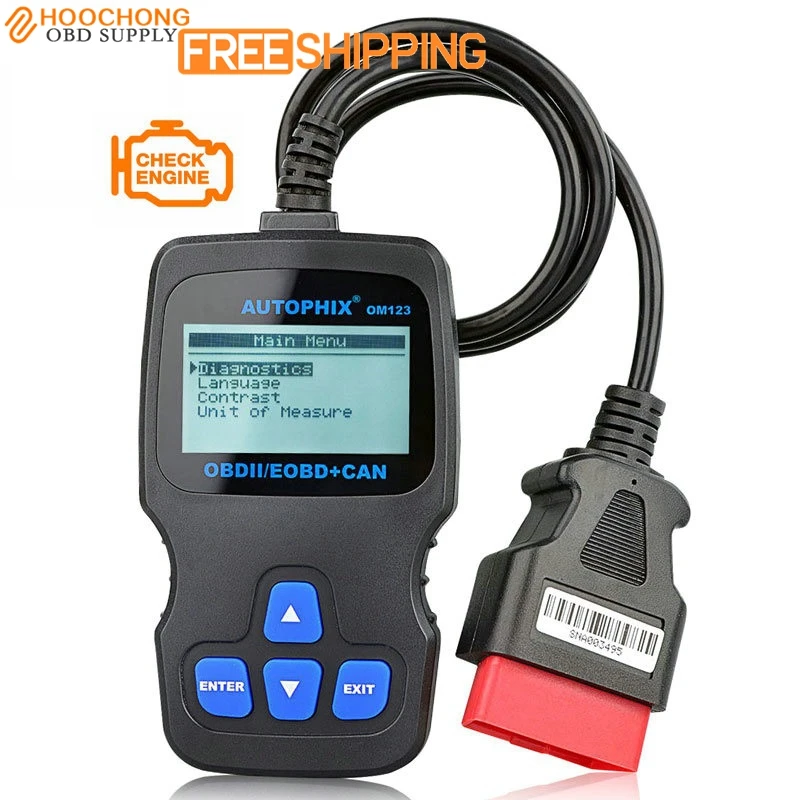 EOBD CAN Hand held Engine Analyzer Code Reader OM123 OBD2 Russian