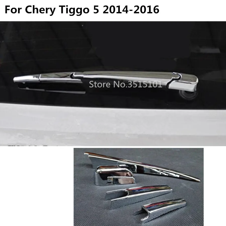 

body trim ABS chrome car rear glass wiper nozzle cover tail window frame lamp part 3pcs For Chery Tiggo 5 Tiggo5 2014 2015 2016