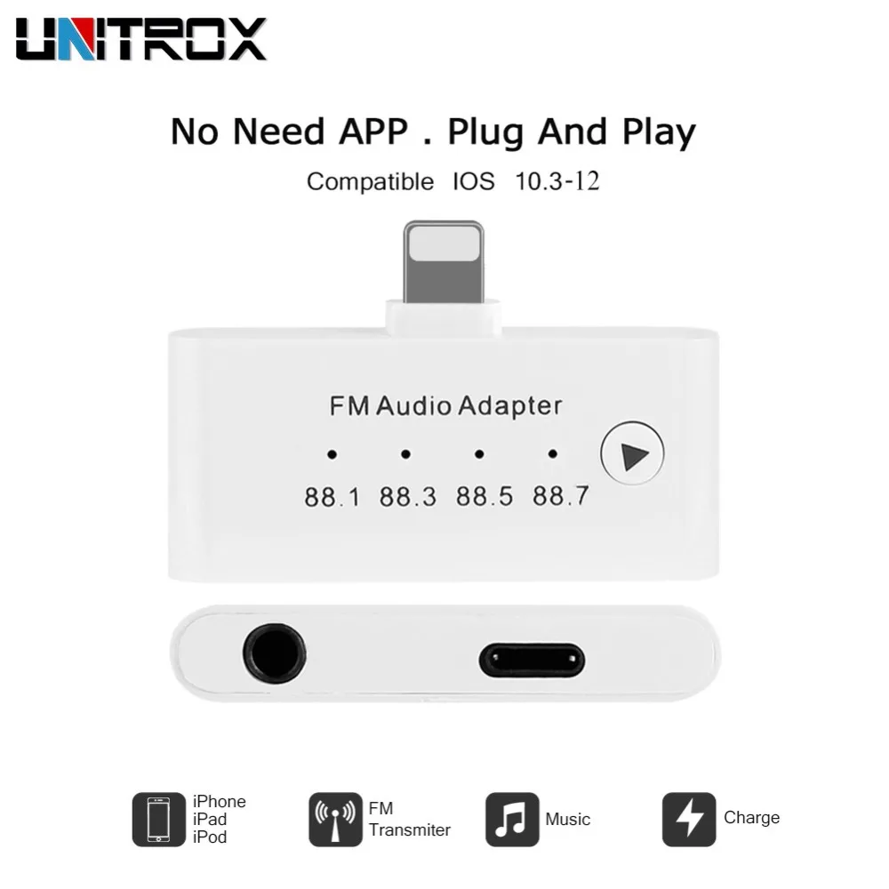 5X 3 in 1 For Lightning To FM Audio Charging Adapter Transmitter Kit