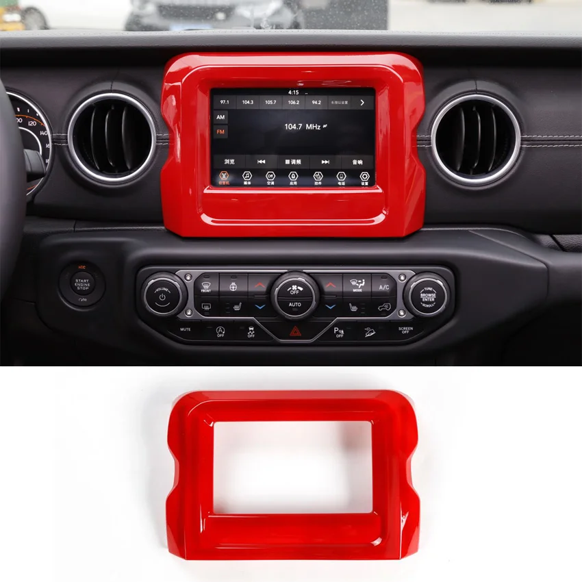 JXKaFa Fit para Jeep Wrangler JL 2018 coche GPS navegación decoración marco bisel calcomanía recorte estilismo ABS partes interiores