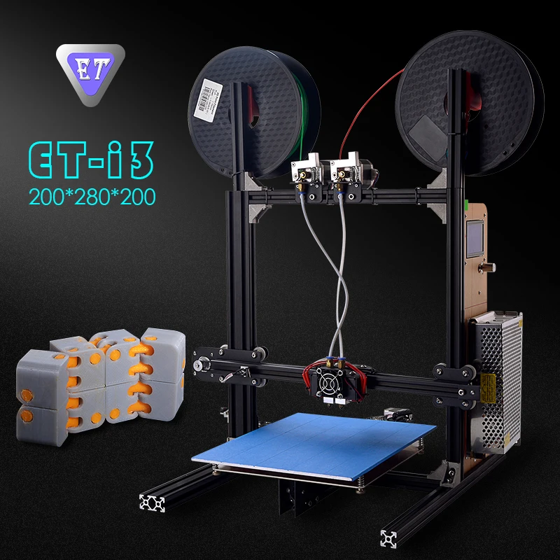 ET 3D Printer i3 DIY Kits Metal Frame Dual Extruder Auto Level Large Size Color Touch Screen and Laser Engraver Wifi Module ET 3D Printer i3 DIY Kits Metal Frame Dual Extruder Auto Level Large Size Color Touch Screen and Laser Engraver Wifi Module