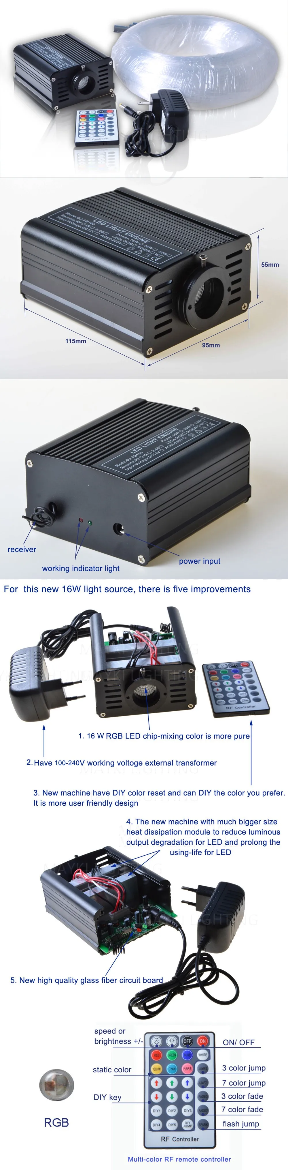 MK-L16W-2 fiber optic star ceiling kit