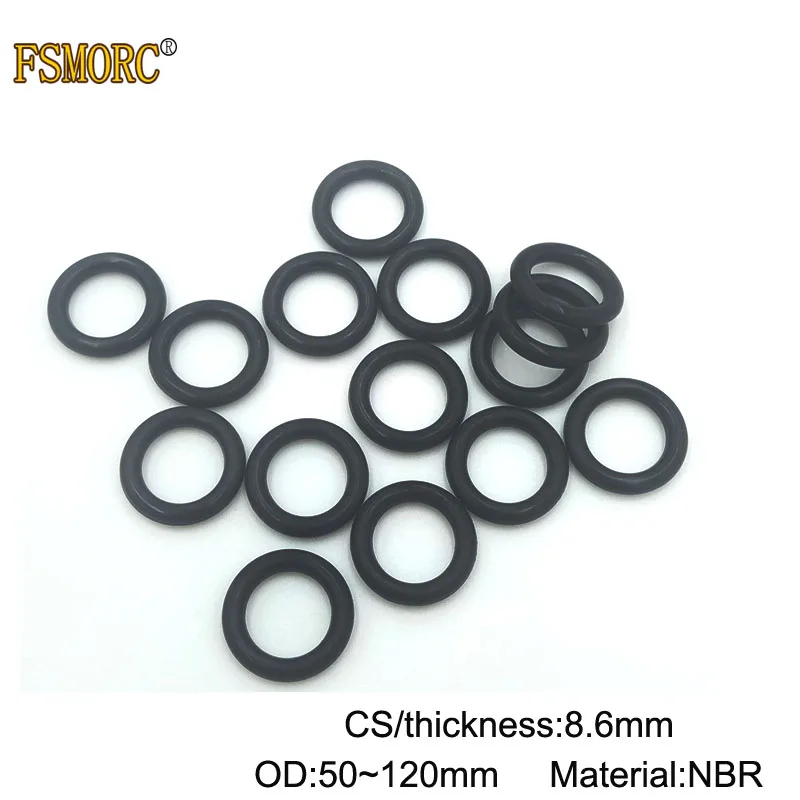 

5pcs 8.6mm Thickness CS Nitrile Rubber O Rings OD 50 55 60 65 70 75 80 85 90 95 100 105 110 115 120mm NBR o ring sealing Gasket