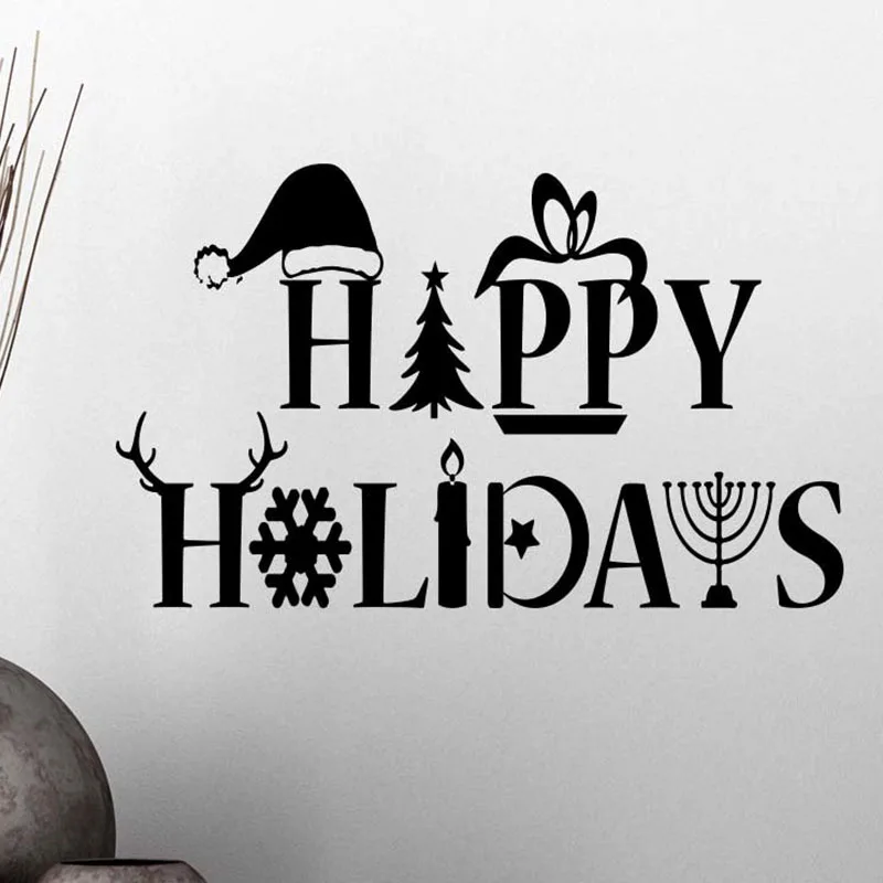 Creative Wall Decal Quotes Happy Holidays Vinyl Wall Stickers Livingroom Window Decor Special