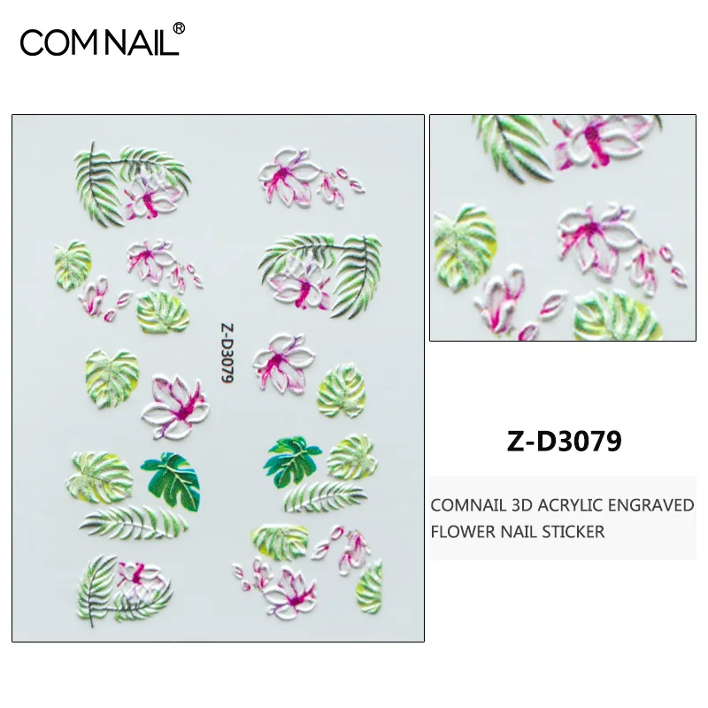 Comnail Наклейки для Ногтей На Водной Основе Цветной Микс Цветы Лист дерева Зеленый Дизайн Слайдер Для Маникюра Переводные Наклейки - Цвет: ZD3079