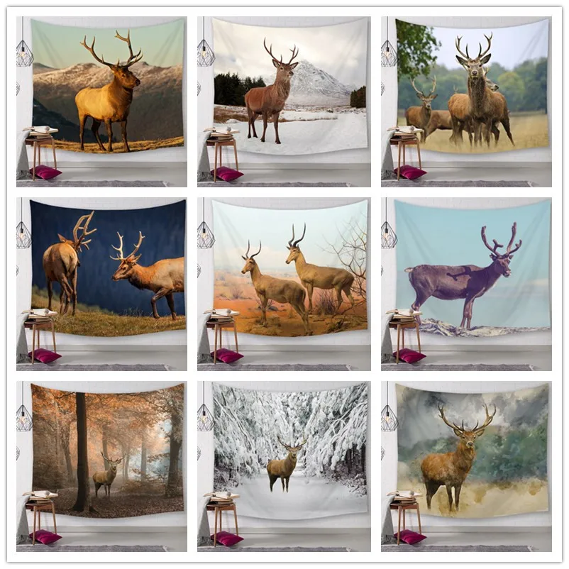 

Deer Scenery Tapestry Wall Hanging Sandy Beach Throw Rug Blanket Camping Tent Travel Mattress Bohemian Sleeping Pad Tapestry