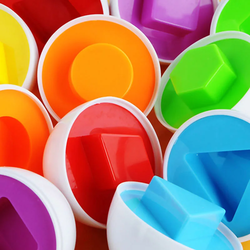

6pcs /set Full Eggs Set Children Perceptivity Basic Shapes & Colors Vision Training Non Toxic Toy Plastic Matching Eggs