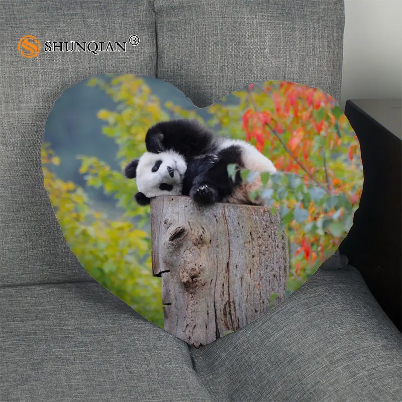 Pillow Case Панда с сердечком Форма Подушки Детские крышка пользовательских молнии Подушки Детские чехол JUST крышка без core размер 41 X36cm, 47x42 см - Цвет: Pillow Case