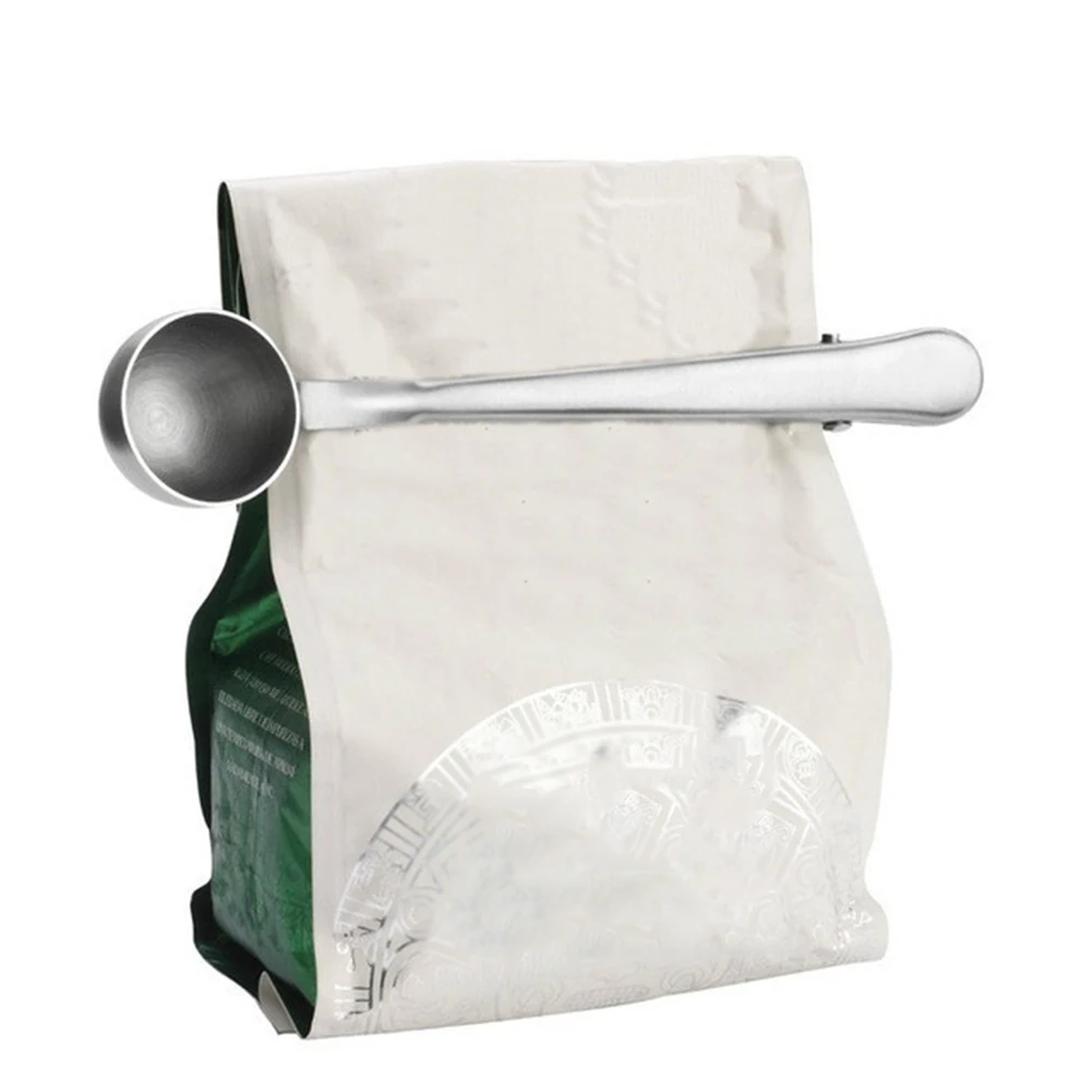 Durable Stainless Steel Kitchen Coffee Measuring Spoon Bag Sealing Clip Spoon ！