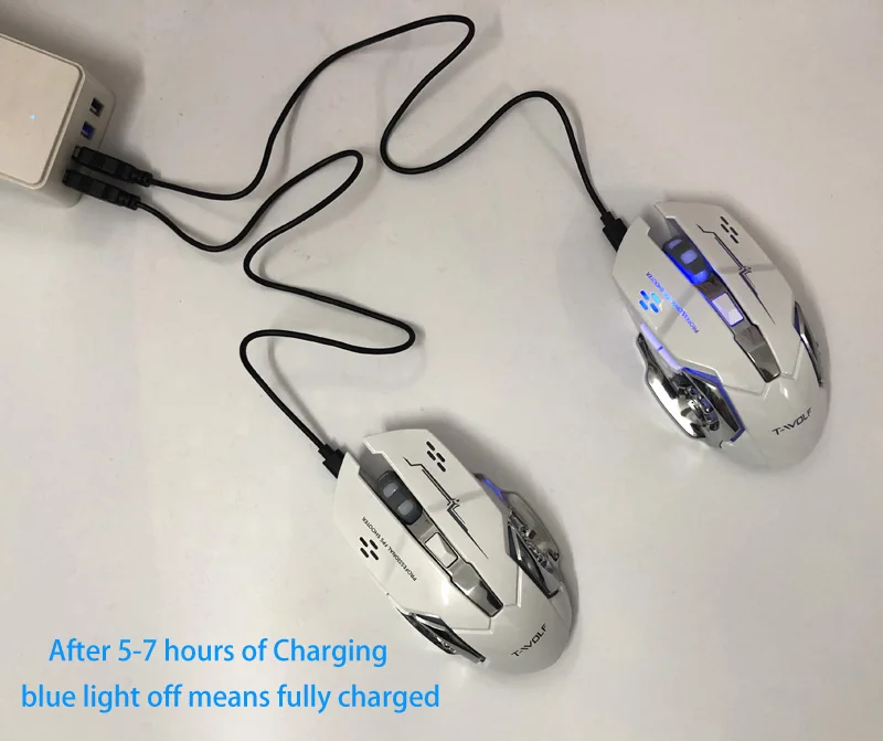 T-WOLF Q13 Rechargeable Wireless Mouse Silent Ergonomic Gaming Mice 6 Keys RGB Backlight 2400 DPI for Laptop Computer Pro Gamer mouse for apple mac