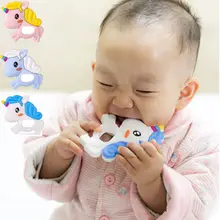 Для новорожденных Зубные щётки безопасной силиконовые ребенка mitt прорезывания зубов Единорог винтажном стиле изобрел Прорезыватель прорезывания зубов